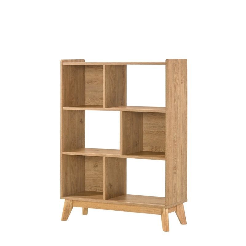 Audrey Modern Scandinavian 3-Tier Shelf Bookcase Display Storage Cabinet - Oak