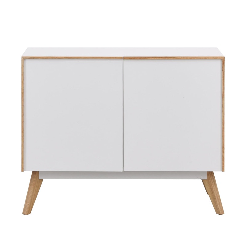 Autumn Scanvinadian Small Sideboard Buffet Unit Storage Cabinet W/ 2-Doors - White/Oak