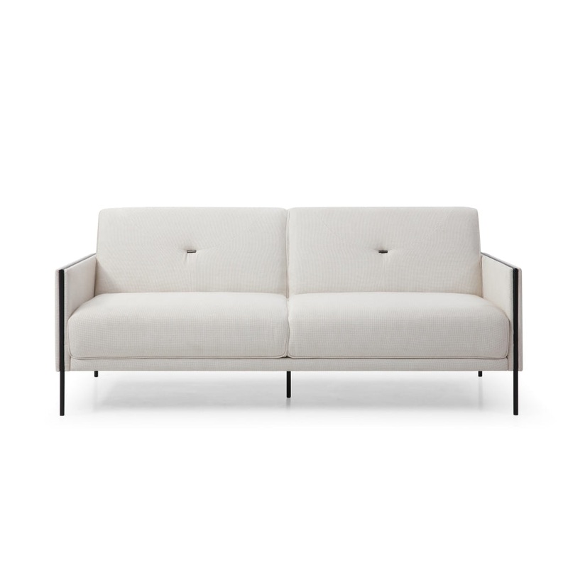 Designer Fabric Modern Luxury 3-Seater Sofa Bed Lounge - White