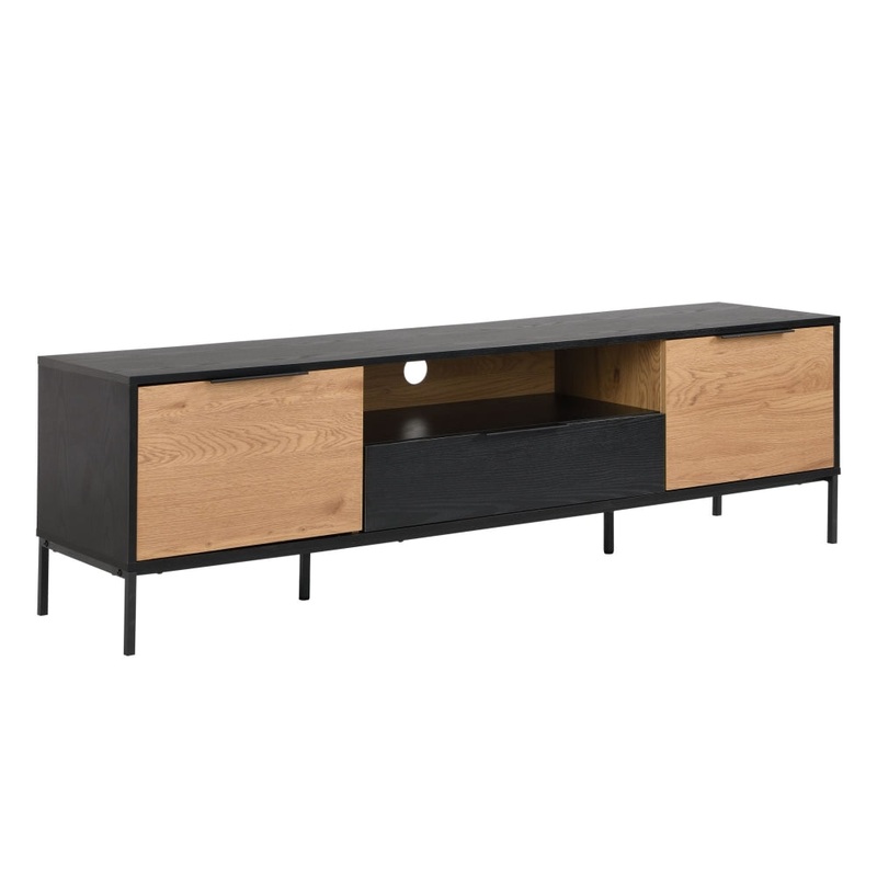 Everly Scandinavian Lowline Entertainment Unit TV Stand 170cm - Black/Oak