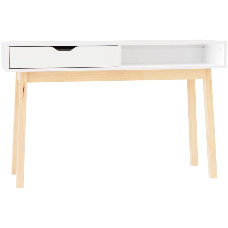Freja Modern Scandinavian Hall Console Hallway Table W/ 1-Drawer - White/Natural