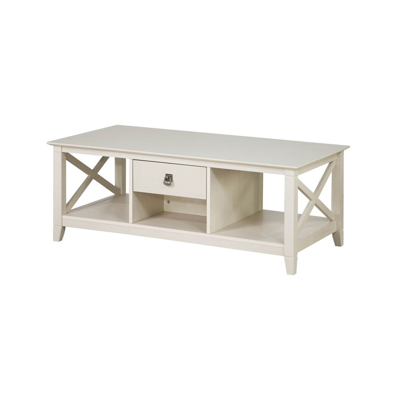 Lorrel Modern Minimalist Rectangular Wooden Coffee Table - Antique white