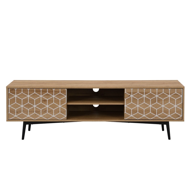 Mae Lowline Entertainment Unit TV Stand W/ 2-Doors - Patt Oak