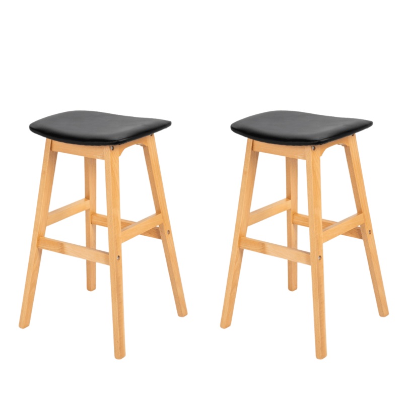 Set Of 2 Flora Modern Scandinavian Kitchen Counter Bar Stool - Black