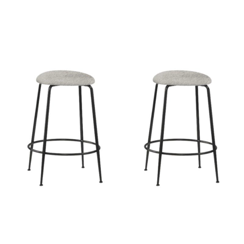 Set Of 2 Lida Modern Fabric Kitchen Bar Stool W/ Black Metal Legs - Grey