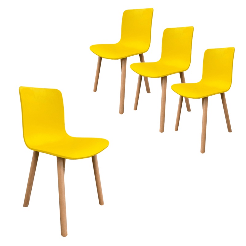Set Of 4 Heme Scandinavian Kitchen Dining Chair Timber Legs - Yellow