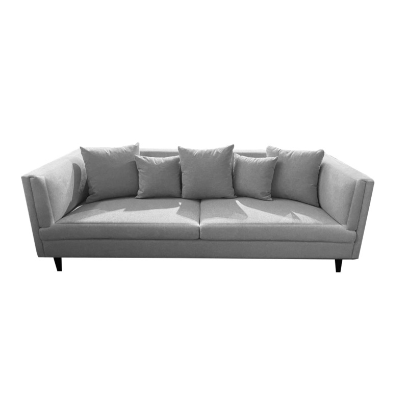 Stasia Modern Fabric 3-Seater Sofa Relaxing Couch Wooden Legs - Grey