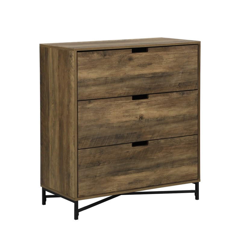 Elijah Industrial Chest Of 3-Drawers Tallboy Storage Cabinet - Old Wood