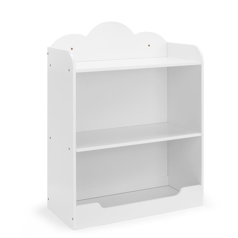 Liam Kids Furniture 2-Tier Shelf Bookcase Cloud Design Display Cabinet - White