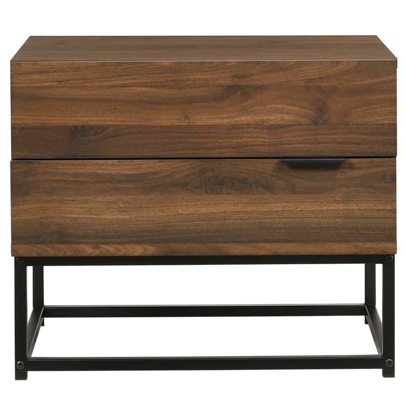 Lucia Nightstand Bedside Side Table W/ 2-Drawers - Walut