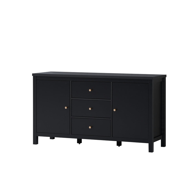 Nick Sideboard Buffet Unit W/ 2-Doors 3-Drawers Storage Cabinet - Black