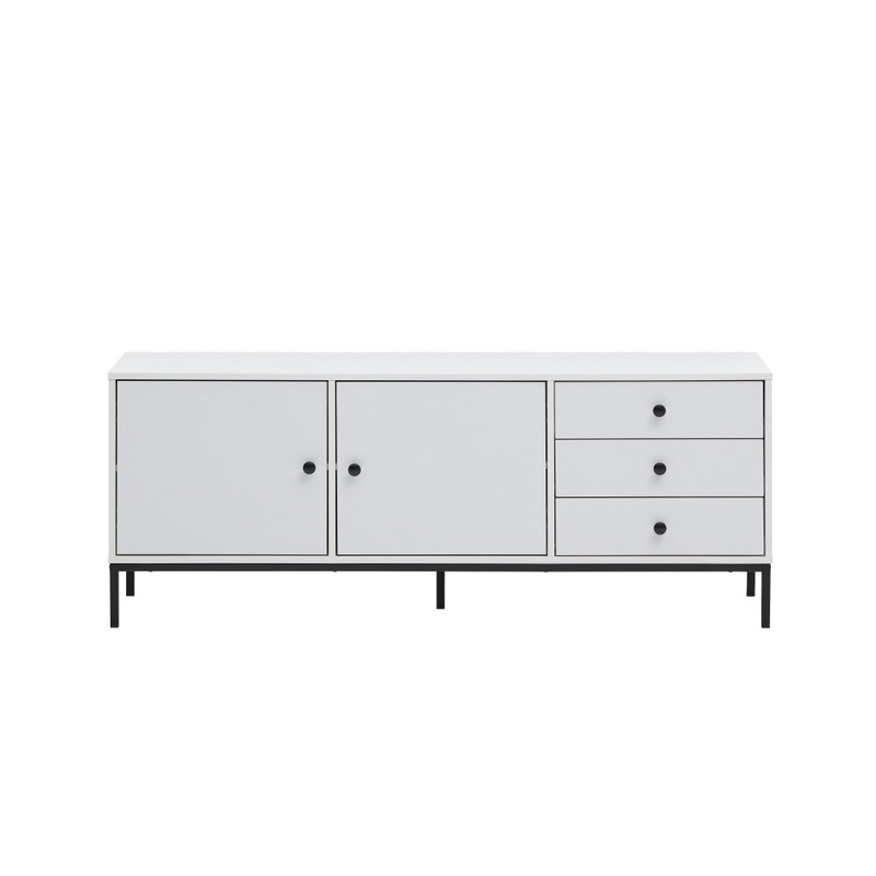 Urbano Low Sideboard Buffet Unit W/ 2-Doors 3-Drawers - White/Black