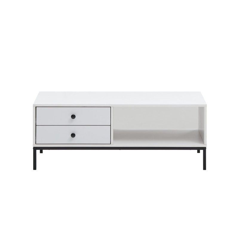 Urbano Rectangular Wooden Coffee Table W/ 4-Drawers - White/Black