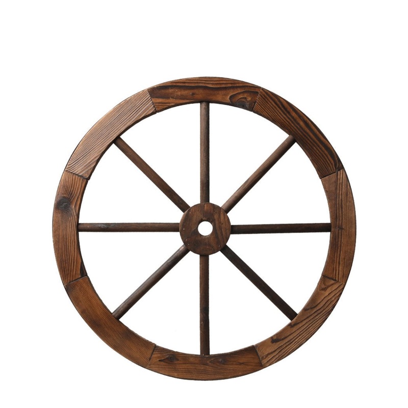 Levede Outdoor Ornaments Large Wooden Wagon Wheel Rustic Garden Decor Indoor