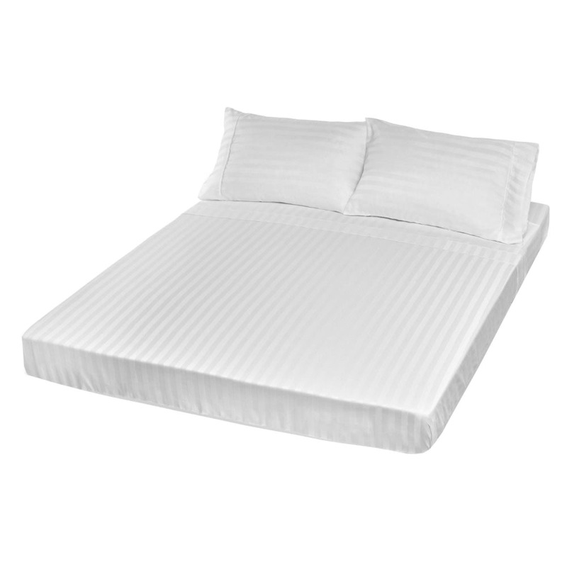 Royal Comfort 1200 Thread count Damask Stripe Cotton Blend sheet sets Queen White