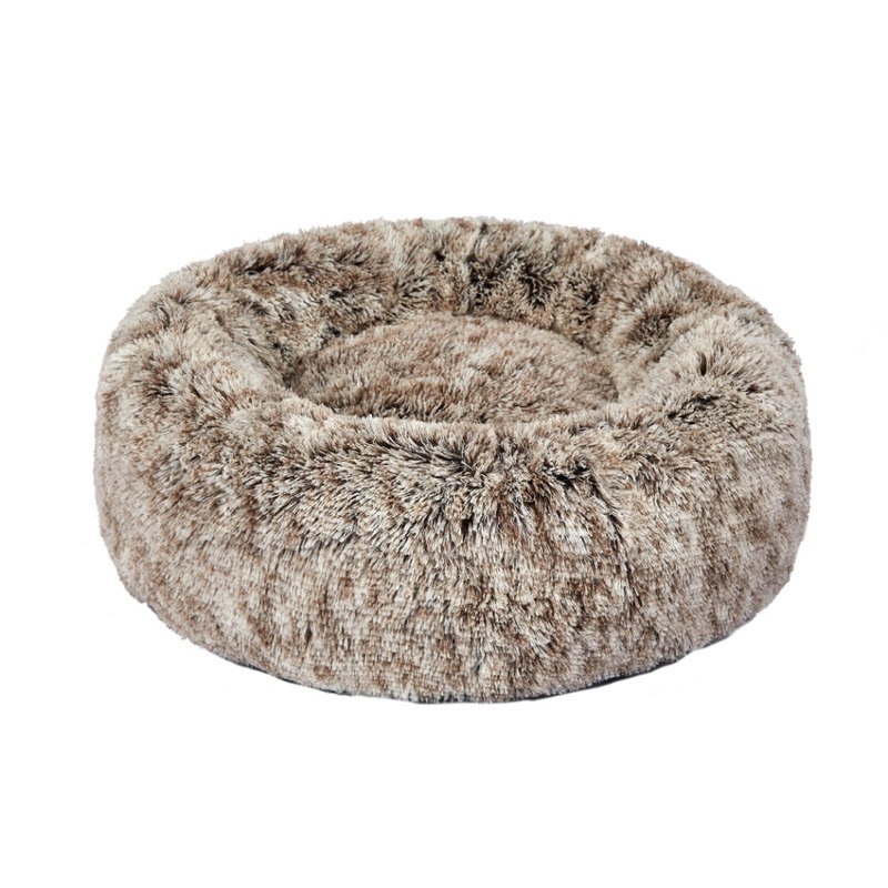 PaWz Pet Bed Cat Dog Donut Nest Calming Mat Soft Plush Kennel Brown Size XL