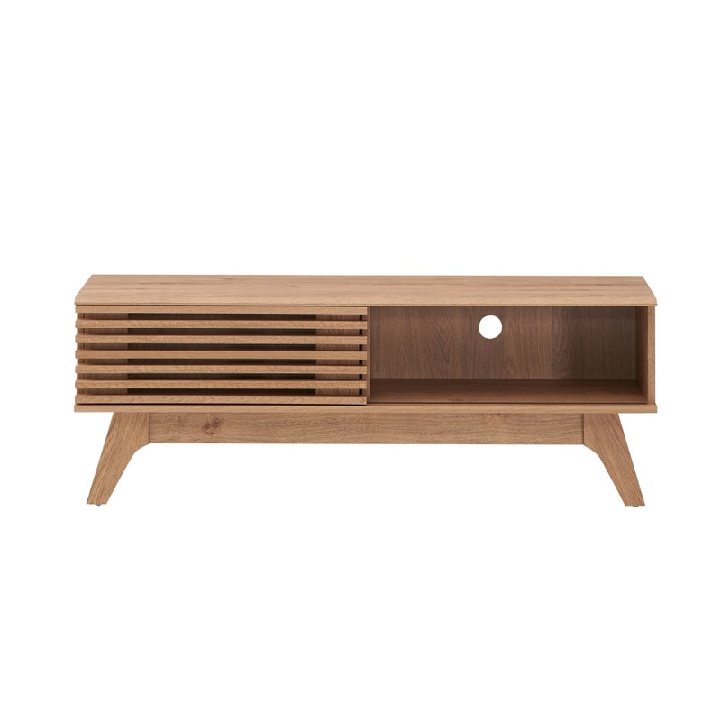 Camille Wooden Lowline Entertainment Unit TV Stand 120cm W/ 1-Door - Oak