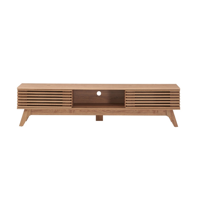 Camille Wooden Lowline Entertainment Unit TV Stand 180cm W/ 2-Doors - Oak