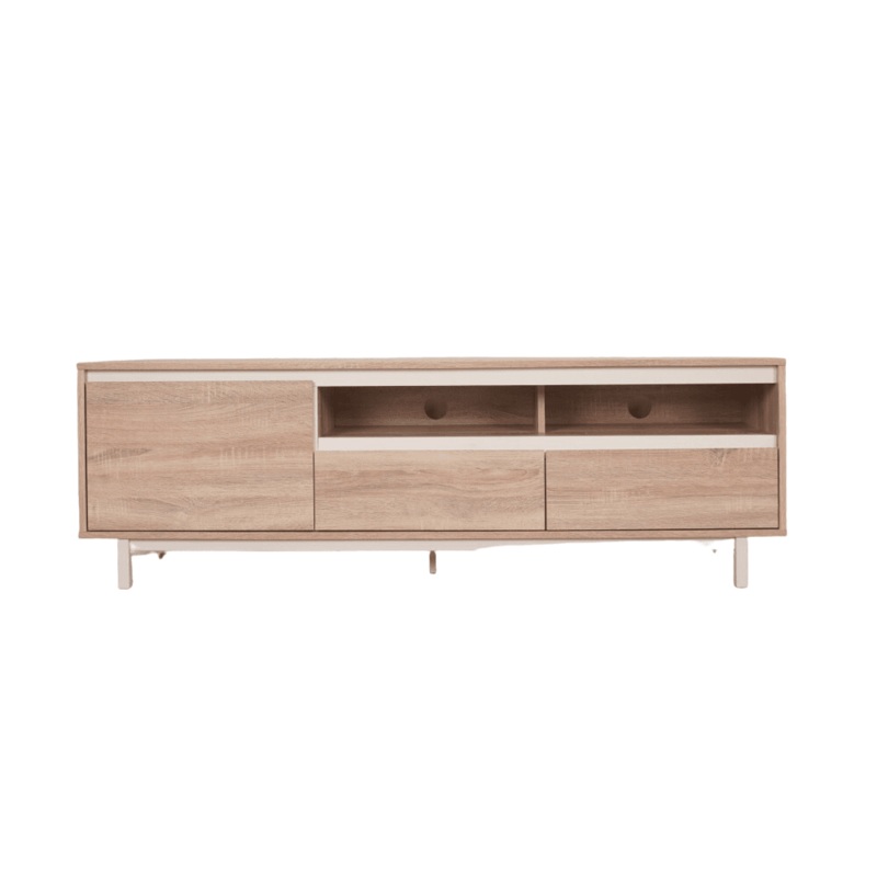 Rachel Lowline Entertainment Unit TV Stand 160cm W/ 2-Drawers 1-Door - Oak/White