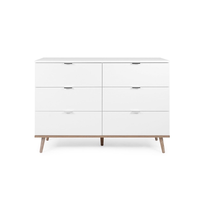 Sean Chest Of 6-Drawers Dresser Storage Cabinet - White/Oak