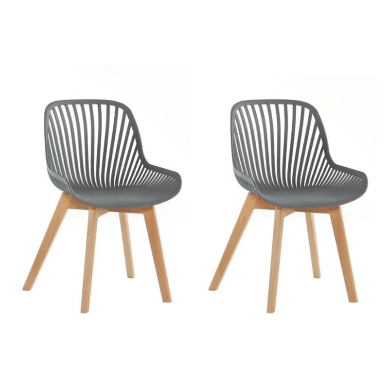 Set Of 2 Amira Kitchen Dining Chairs - Grey/Oak
