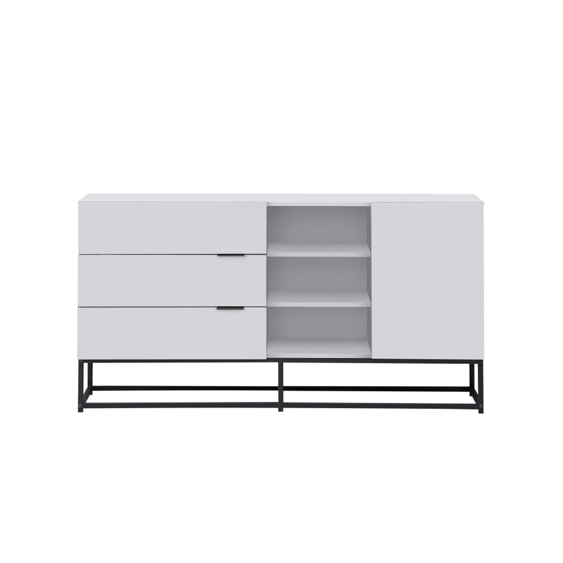 Shia Buffet Unit Sideboard Storage Cabinet W/ 1-Door 3-Drawers - White/Black