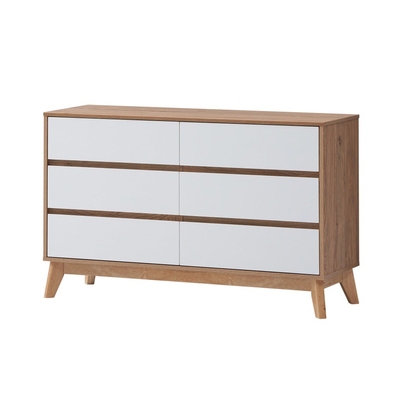 Audrey Wooden Chest Of 2x3-Drawers Dresser Storage Cabinet Oak/White