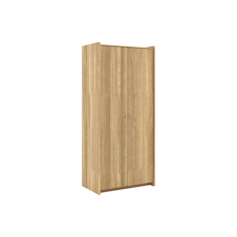 Barch Wooden 2-Door Wardrobe Clothes Rack Hanger Cabinet Natural