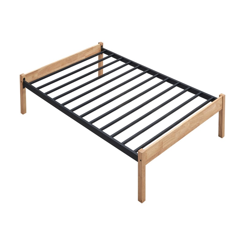Condie Platform Bed Frame Bed Base Single Size Natural/Black
