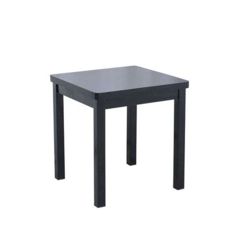Contemporary Square End Lamp Side Table Metal Frame Wooden Top Black