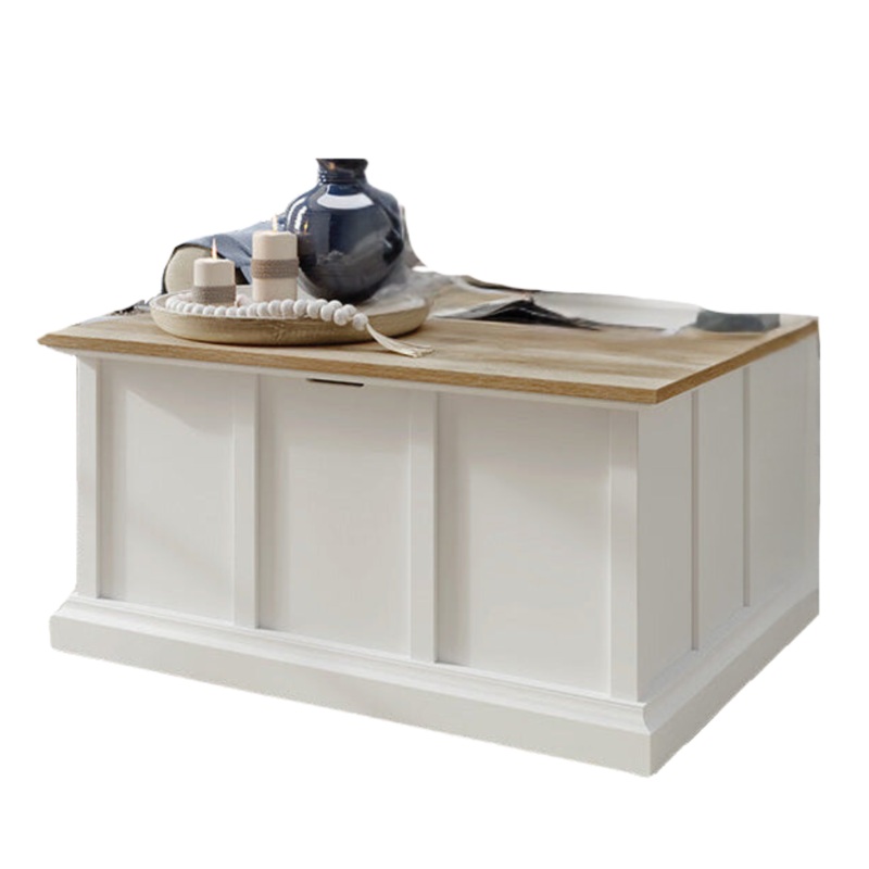 Cottage Road Wooden Country Large Storage Coffee Table Natural/White