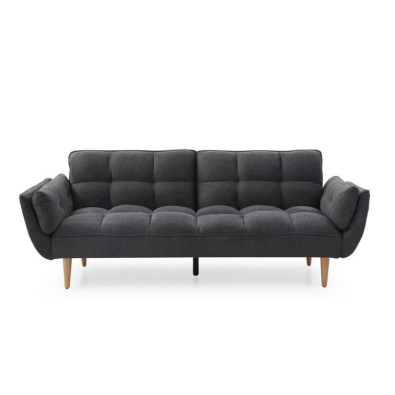 Fabric 3-Seater Deep Cushioned Couch Sofa Bed  Dark Grey