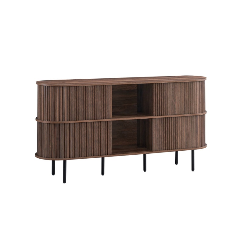 Jain Wooden Buffet Unit Sideboard Storage cabinet 4-Doors Walnut