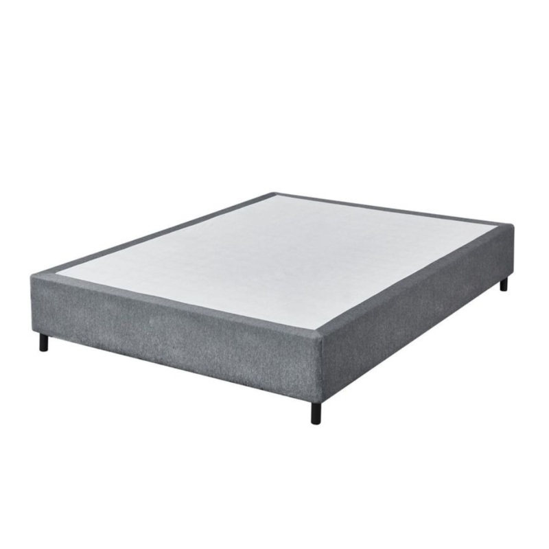 Knitted Fabric Bed Frame Bed Base Double Size Solid Wood Legs Grey
