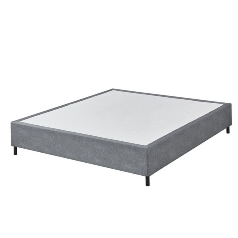 Knitted Fabric Bed Frame Bed Base King Size Solid Wood Legs Grey