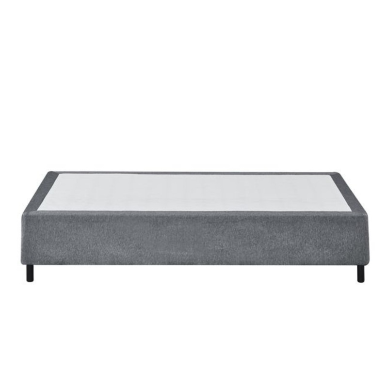 Knitted Fabric Bed Frame Bed Base Single Size Solid Wood Legs Grey