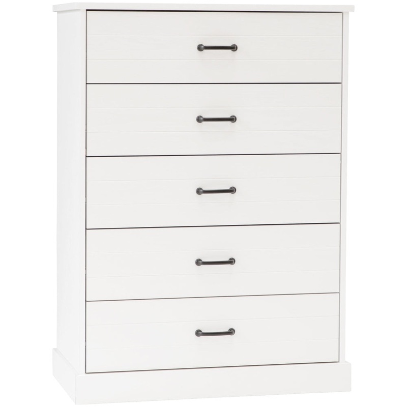 Liberty Modern Wooden Chest Of 5-Drawers Tallboy Storage Cabinet - White
