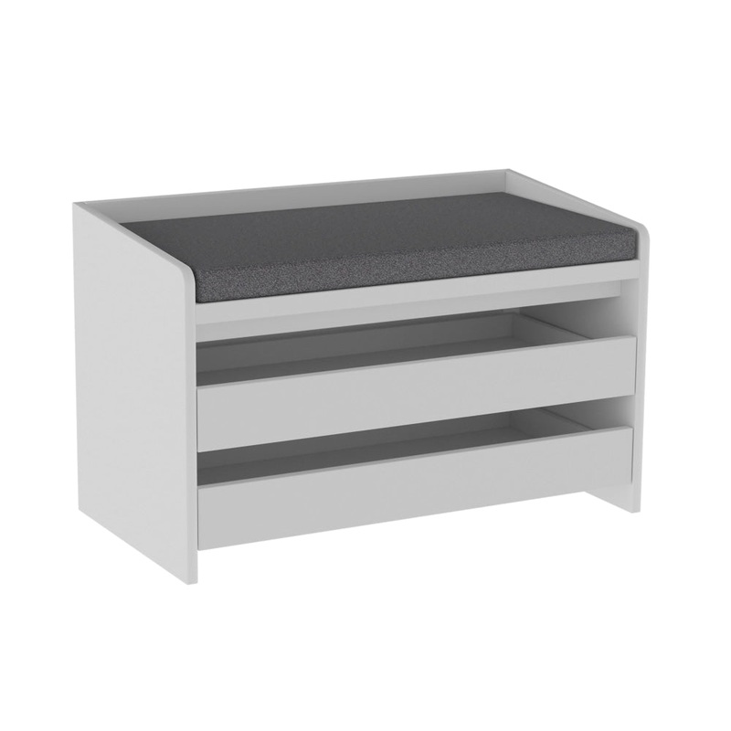 Lonia Shoe Rack Cabinet Storage Bench 2-Drawers White/Grey