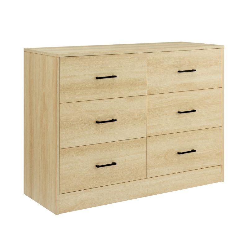 Marcus Wooden Chest Of 6-Drawers Dresser Storage Cabinet Oak