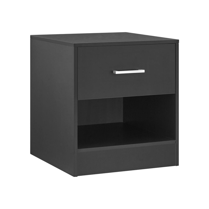 Marcus Wooden Nightstand Bedside Table W/ 1-Drawer Black