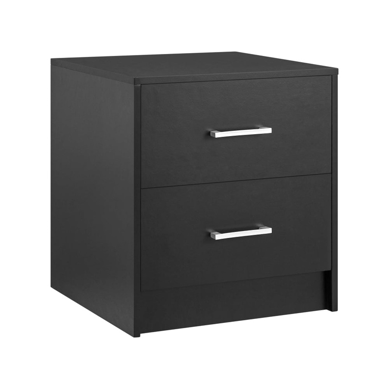 Marcus Wooden Nightstand Bedside Table W/ 2-Drawer Black
