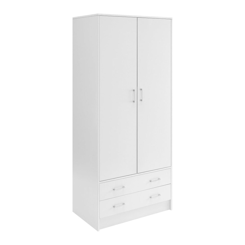 Marcus Wooden Wardrobe Clothes Rack Organizer Storage 2-Doors White
