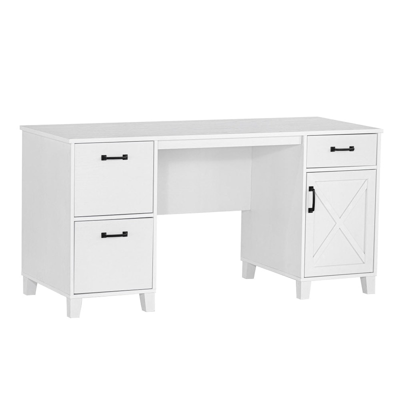 Nonu Farmhouse Executive Home Office Computer Working Desk White Oak