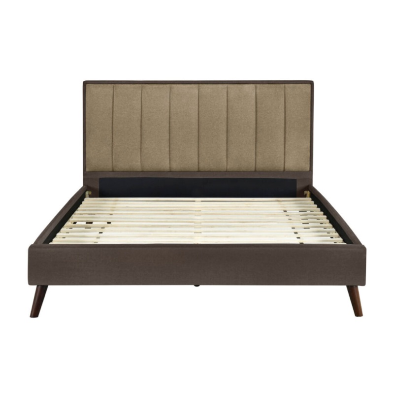 Oshi Standard Soft Fabric Bed Frame Double Size Density Foam Brown