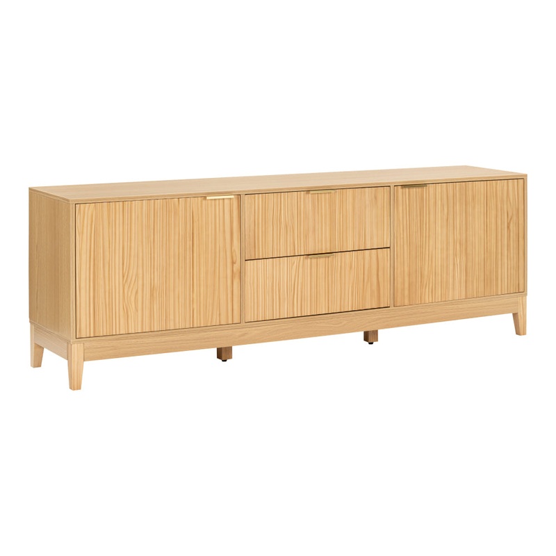 Raul Wooden Lowline TV Stand Entertainment Unit 180cm 2-Doors 2-Drawers Oak