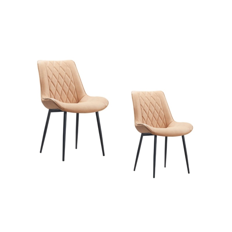 Set of 2 PU Leather Kitchen Dining Side Chair Brown