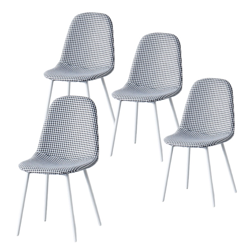 Set Of 4 Modern Kitchen Fabric Dining Side Chair Black/White