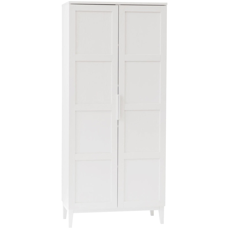 Stanley Modern Classic Multipurpose Cupboard Storage Cabinet W/ 2-Door 5-Tier - White