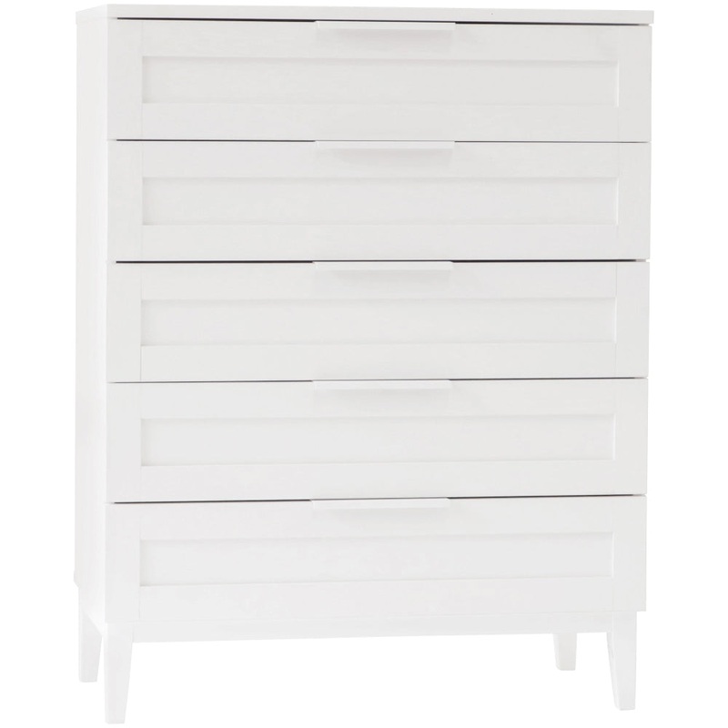 Stanley Modern Classic Wooden Chest Of 5-Drawers Tallboy Storage Cabinet - White