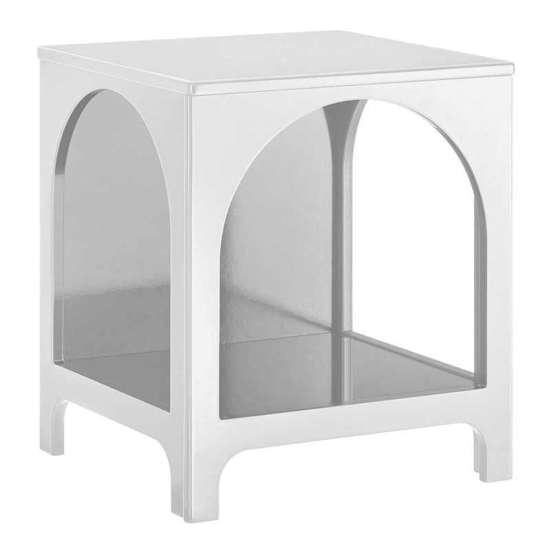 Wilkins Arched Cube End Lamp Side Table Open Shelf White